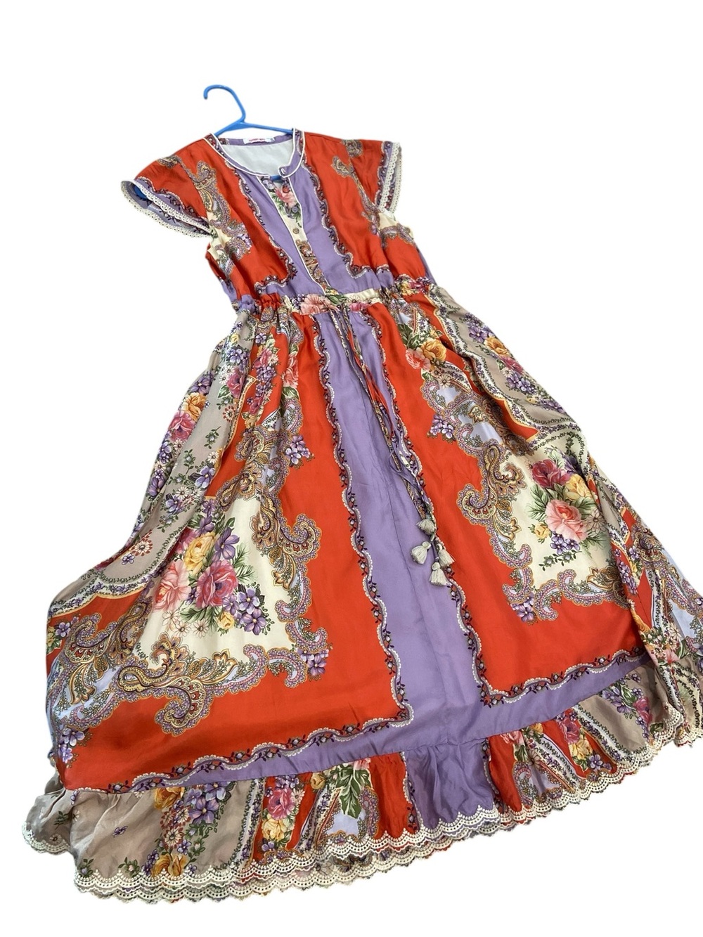 Johnny Was Silk Maxi Bohemian print with elegant finishes.